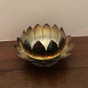 Leonard Silverplate Lotus‎ Flower Bowls without Insert Tray 2 Pc-